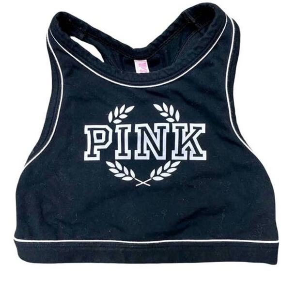 Victoria's Secret PINK Sports Bra Racerback High Neck Graphic Striped XS - Picture 1 of 3